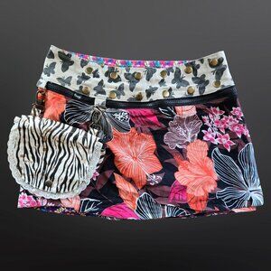 Reversible Micro Mini Skirt One Size Detachable Purse Floral Fairy Art to Wear